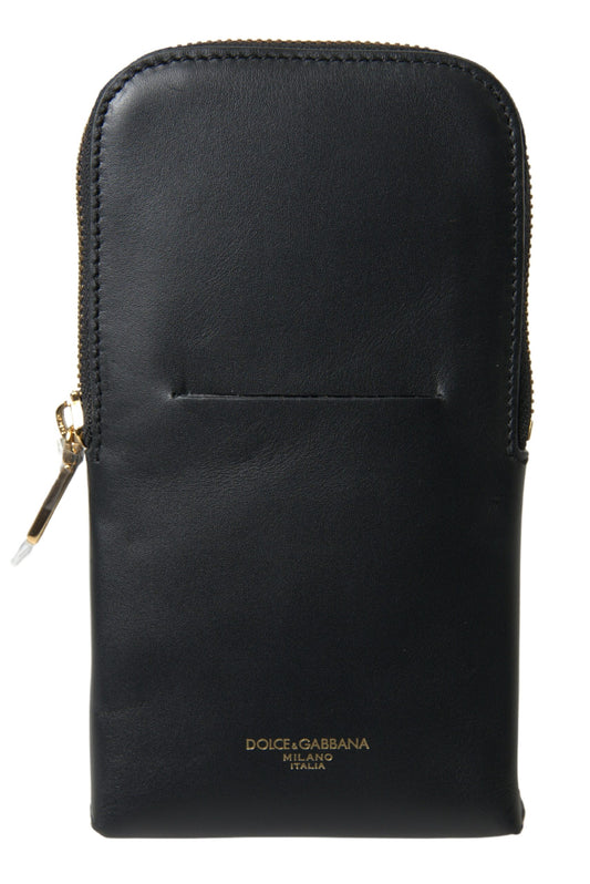 Dolce & Gabbana Schwarze Leder Herren Geldbörse Doppel Gürtel Riemen Armband Tasche