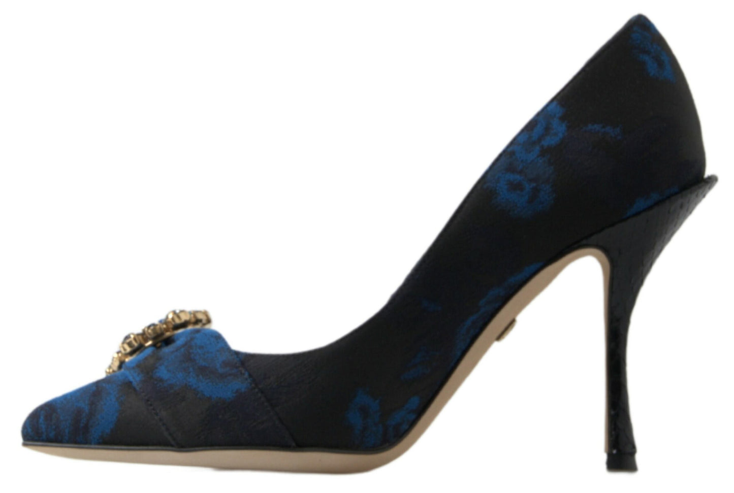 Dolce & Gabbana Blaue Pumps mit Blumenmuster und Kristallen