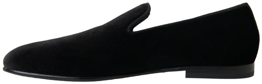 Dolce & Gabbana – Schwarze Loafer aus Samt, formelle Schuhe