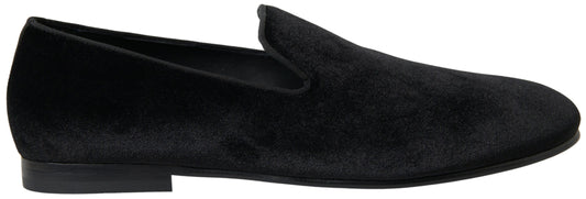 Dolce & Gabbana – Schwarze Loafer aus Samt, formelle Schuhe