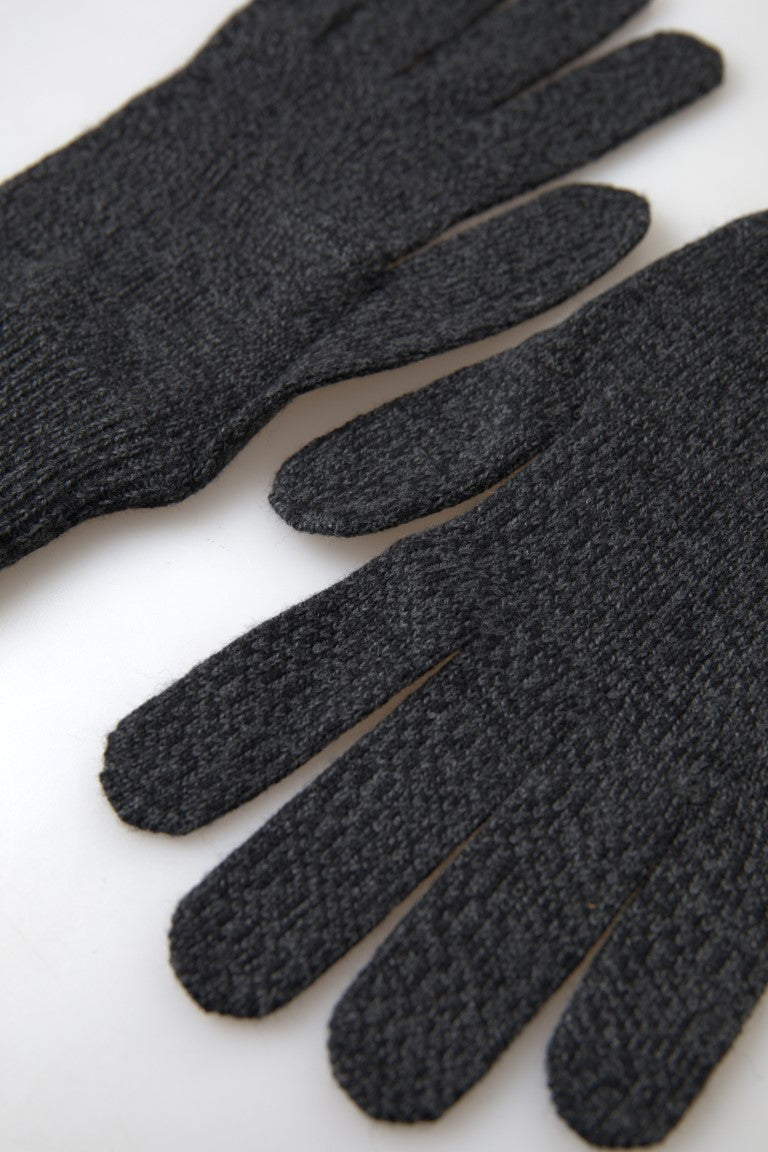 Dolce & Gabbana Graue Strickhandschuhe aus Schurwolle für Herren