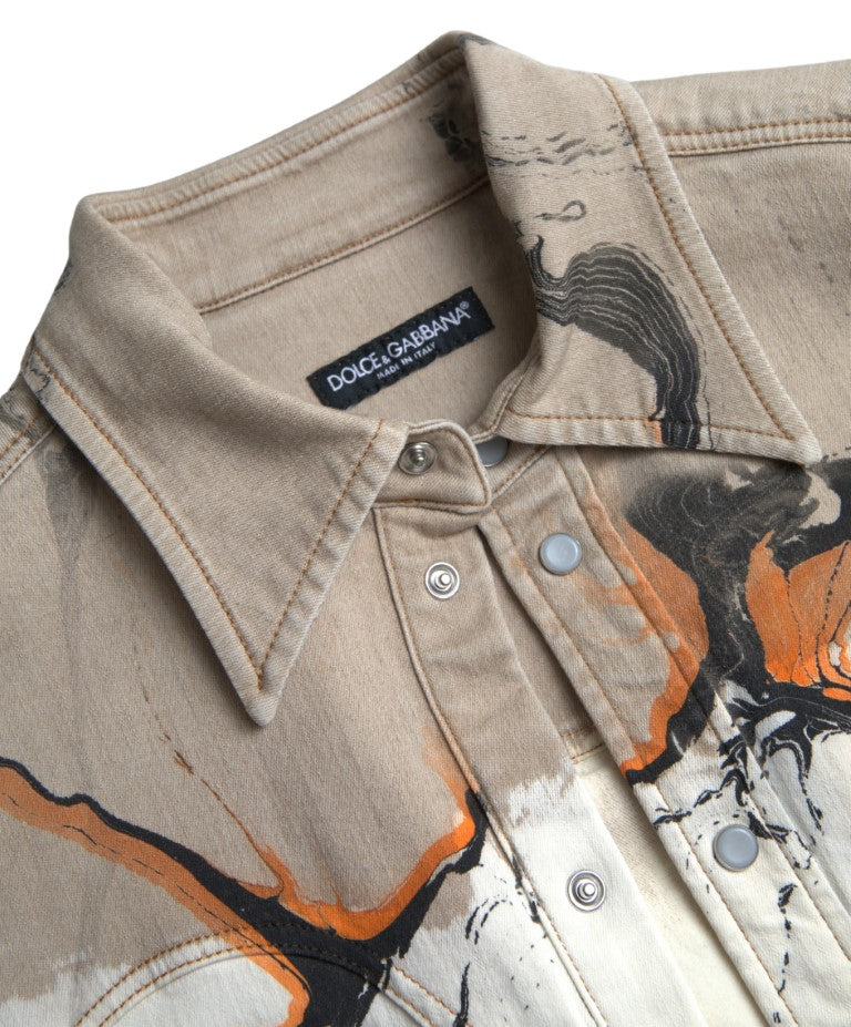Dolce & Gabbana Mehrfarbiges Jeanshemd aus Baumwolle mit Kragen