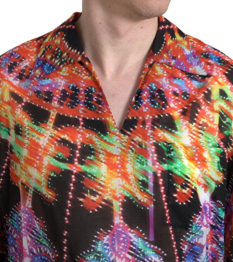 Mehrfarbiges Herren-Baumwollhemd mit Luminarie-Print von Dolce & Gabbana