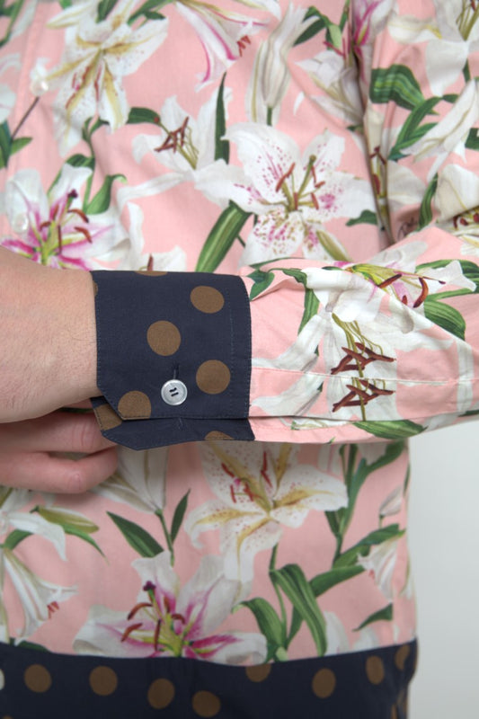Dolce & Gabbana – Baumwollhemd mit gepunktetem Lilien-Print und Kragen