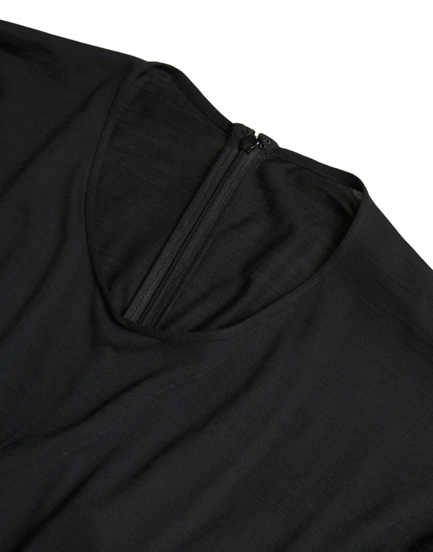 Dolce & Gabbana – Schwarzes Wickel-Midikleid aus Wolle