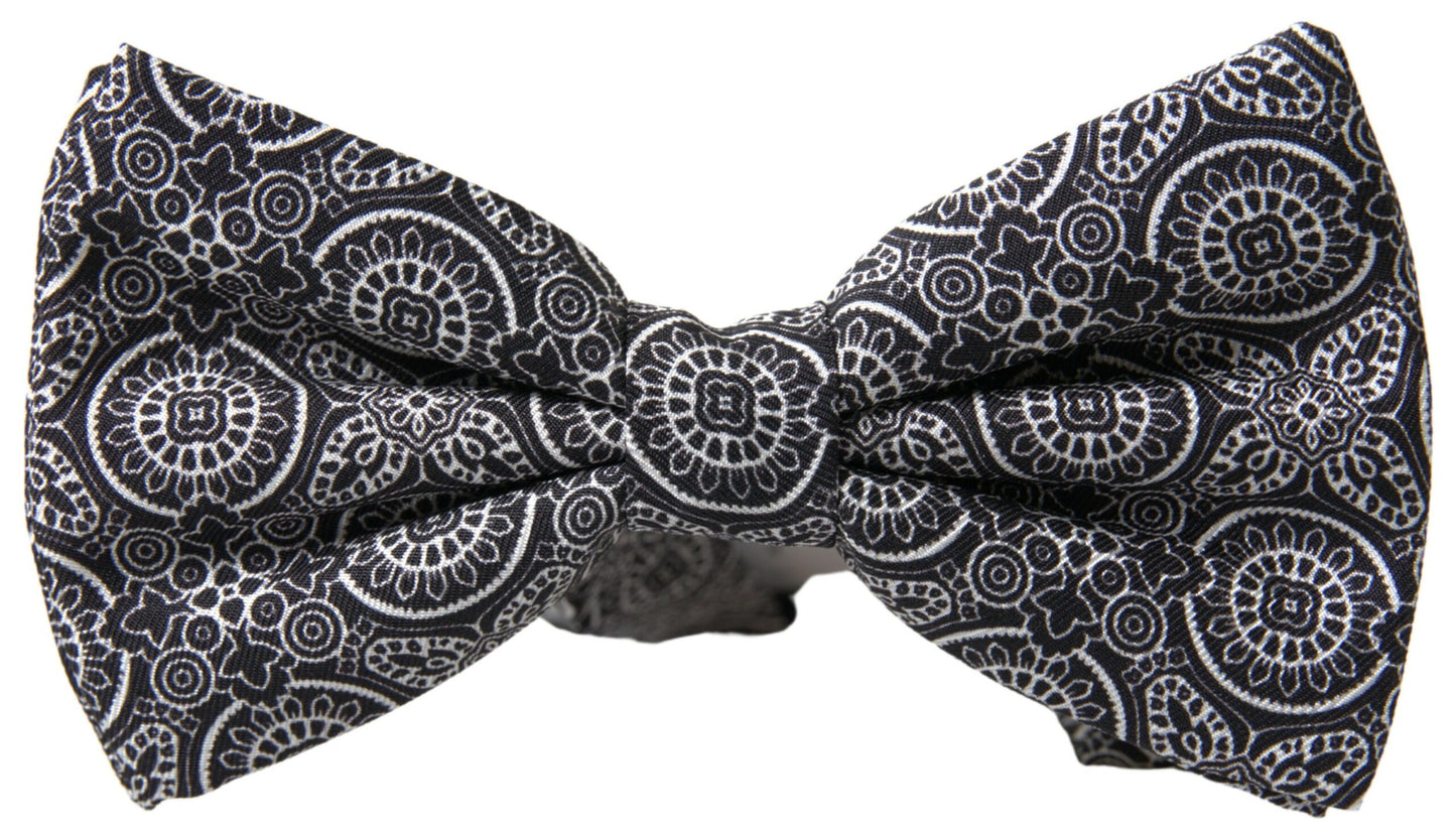 Dolce & Gabbana – Papillon-Fliege mit verstellbarem Halsausschnitt, schwarz/weiß gemustert