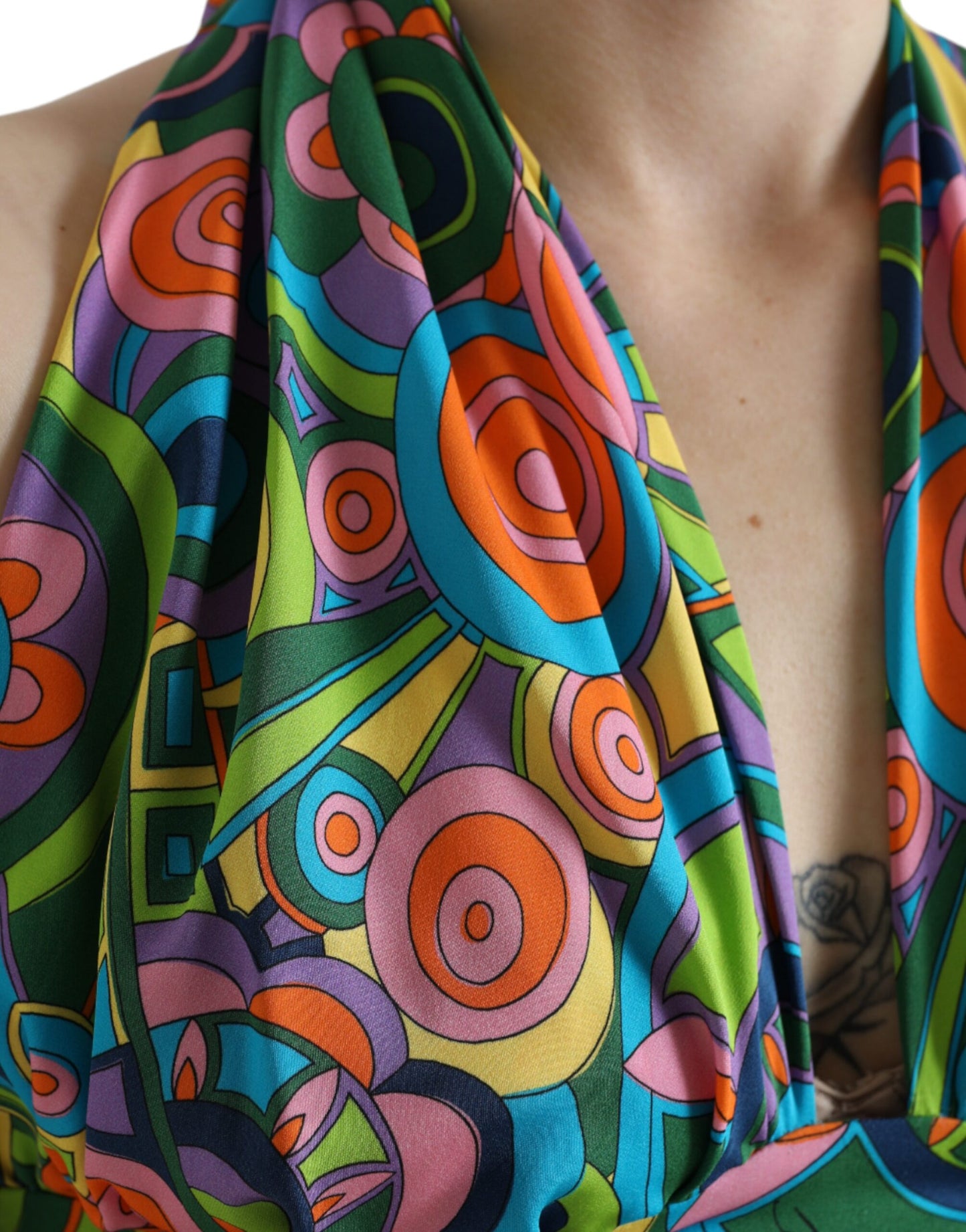 Dolce & Gabbana – Mehrfarbiges, ärmelloses, kurzes Neckholder-Tanktop