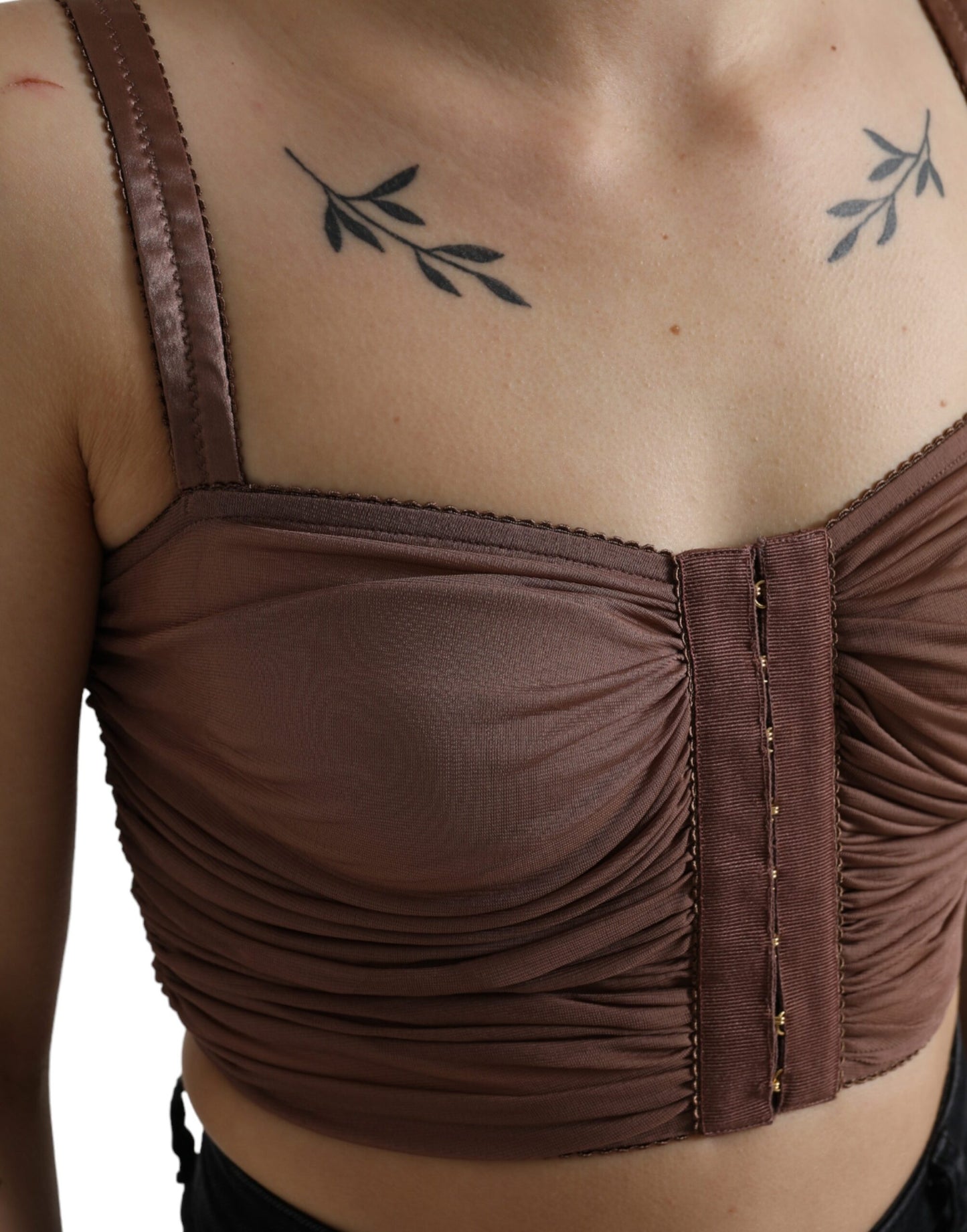 Dolce & Gabbana – Ärmelloses, kurzes Bustier-Oberteil aus Viskose in Braun