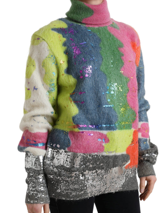 Dolce & Gabbana Mehrfarbiger Rollkragenpullover aus Mohair