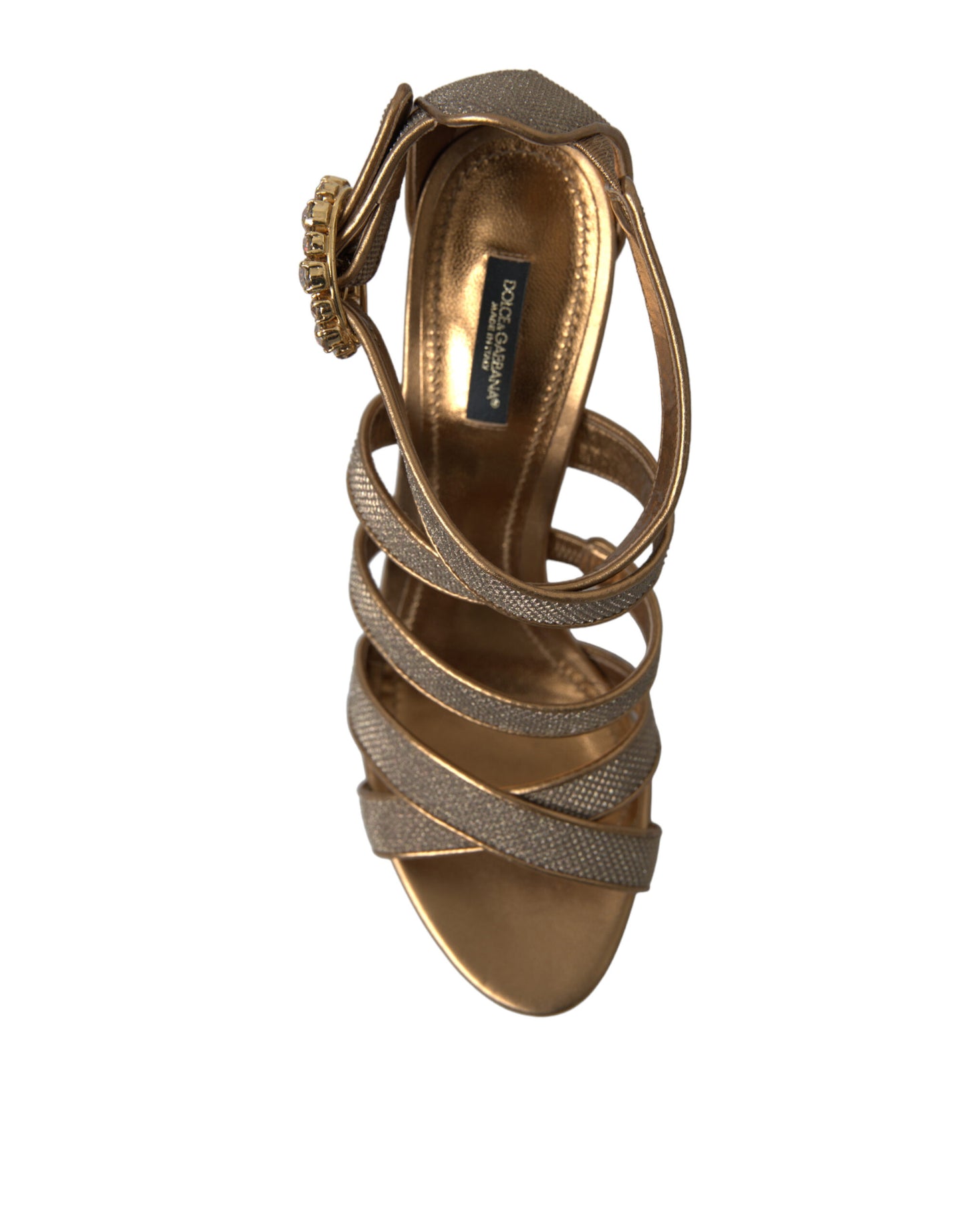 Dolce & Gabbana Bronze Kristall Strap Heels Sandalen Schuhe