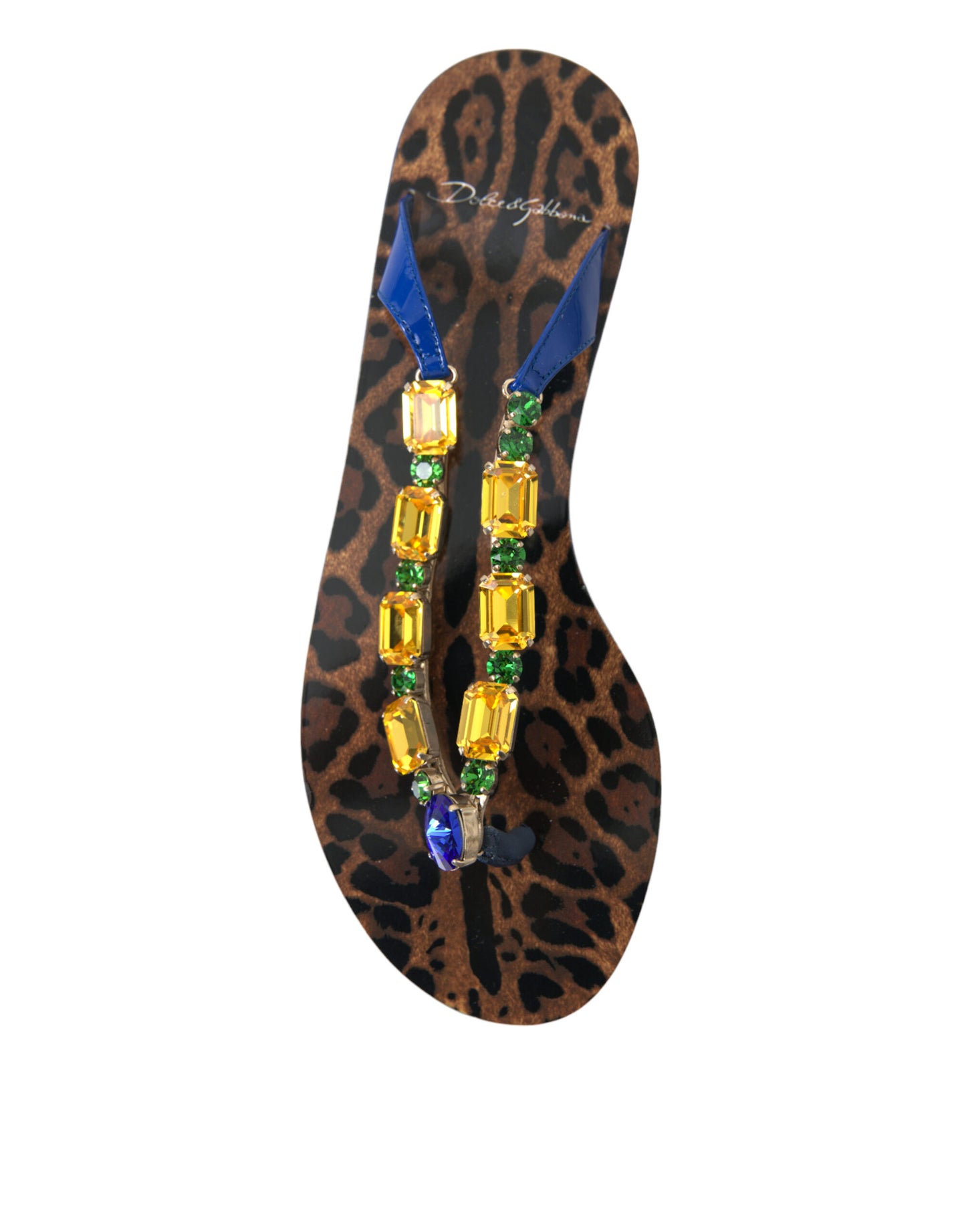 Dolce & Gabbana Blaue Kristalle Flats Sandalen Beachwear Schuhe