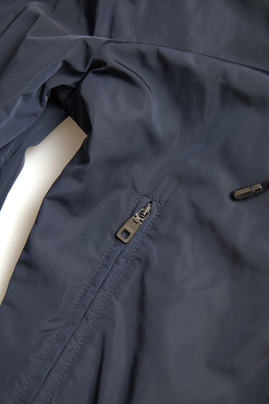 Dolce & Gabbana – Blauer Polyesterpullover mit durchgehendem Reißverschluss und Logo