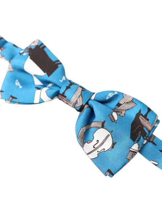 Dolce & Gabbana Blaue Jazz Club Papillon-Fliege aus Seide mit verstellbarem Hals