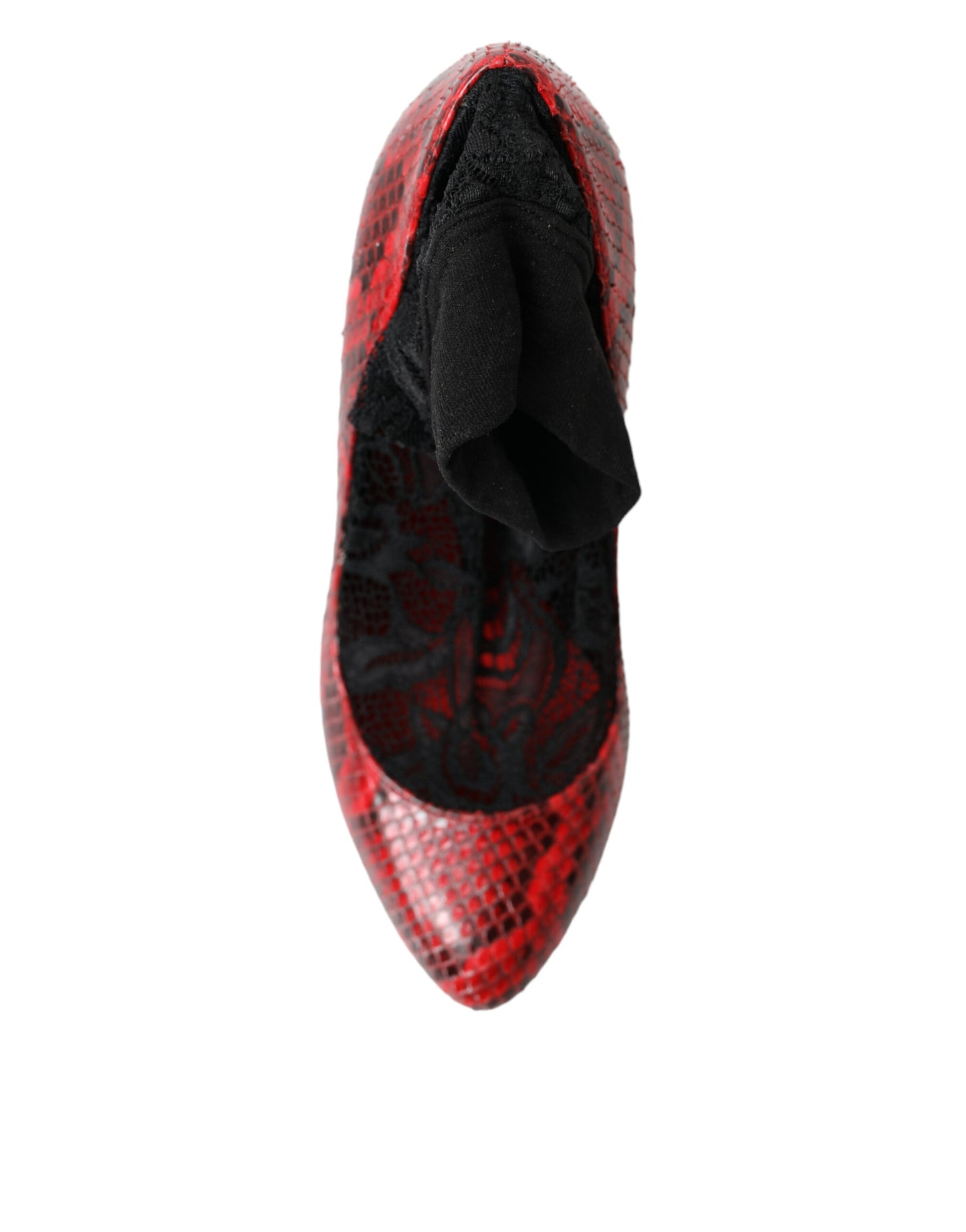 Dolce & Gabbana Rote Ayers Leder Spitzensocken Pumps Schuhe