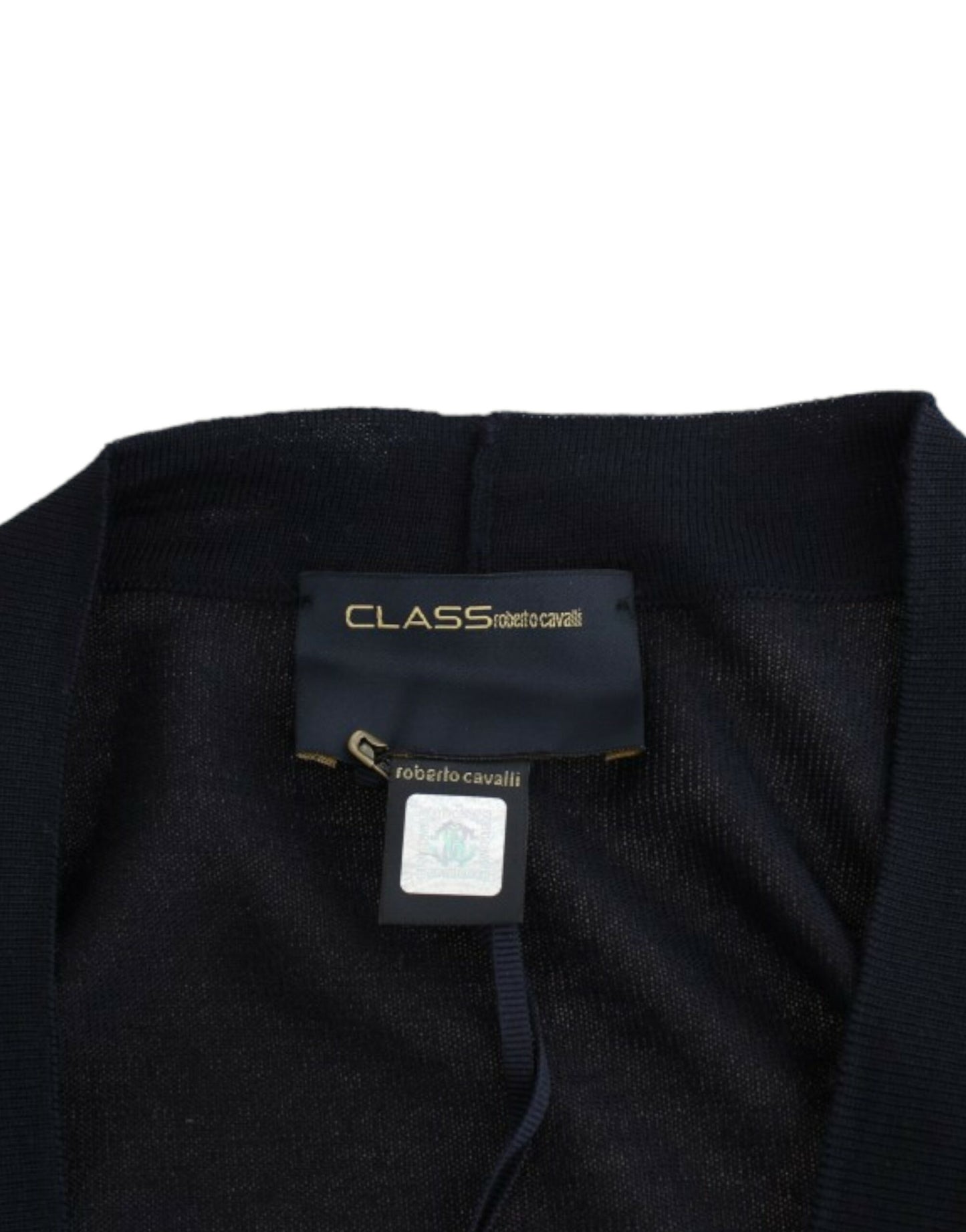 Cavalli Schwarze kurze Wollstrickjacke