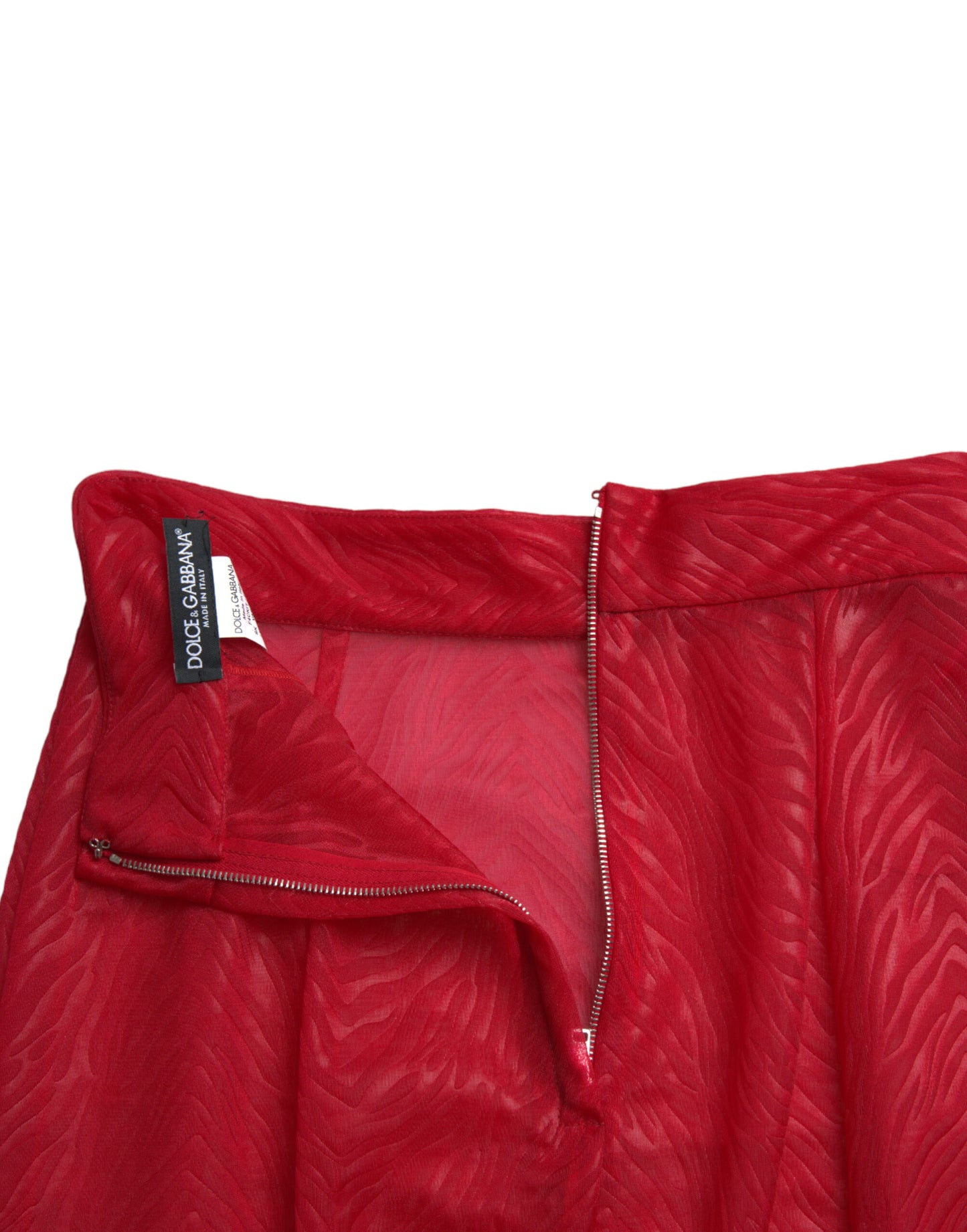 Dolce & Gabbana – Roter, transparenter Midirock mit Bleistiftschnitt und hoher Taille