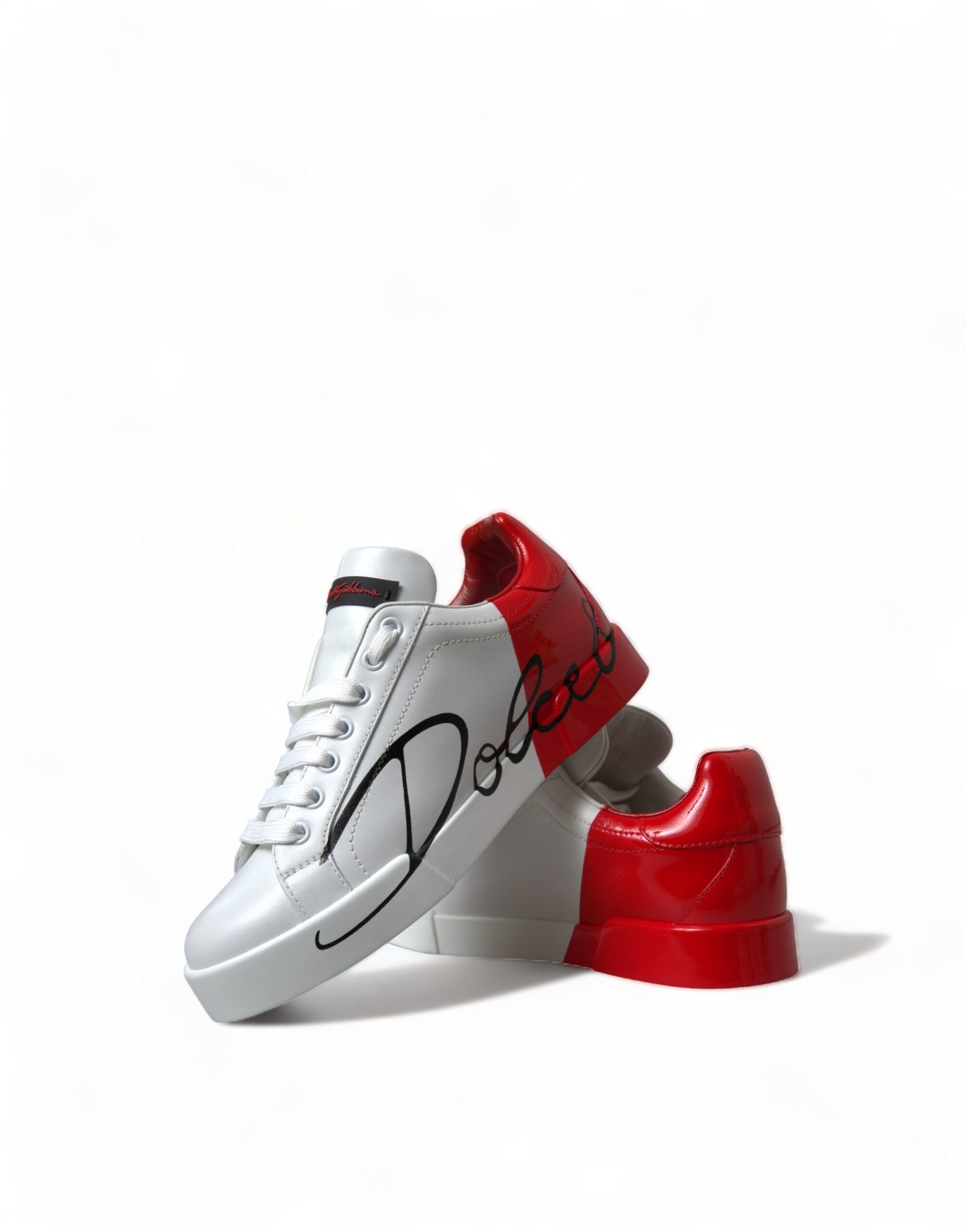 Dolce & Gabbana Weiß Rot Schnürschuhe Damen Low Top Sneakers