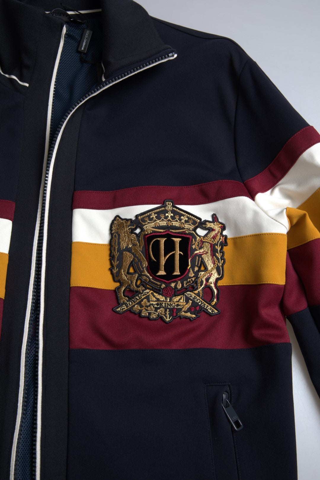 Dolce & Gabbana Blauer Cardigan Heraldic Full Zip Pullover
