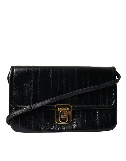 Dolce & Gabbana Schwarze Dokumenten-Schultertasche aus Aalleder