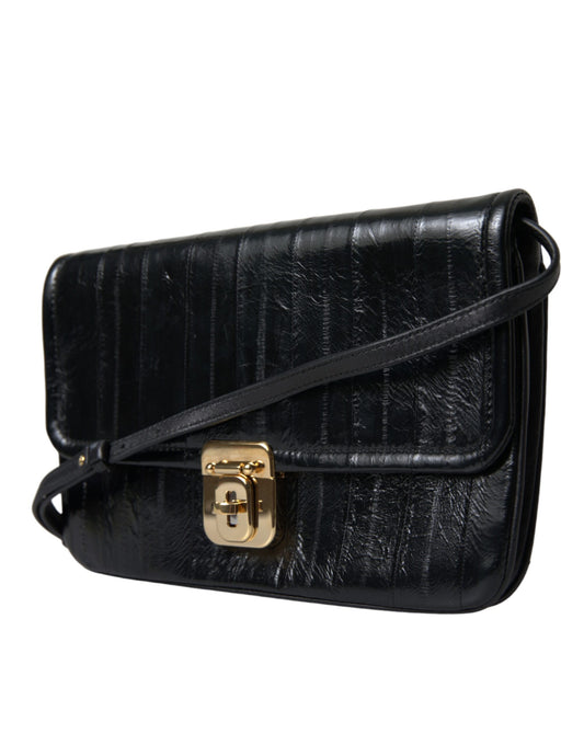 Dolce & Gabbana Schwarze Dokumenten-Schultertasche aus Aalleder