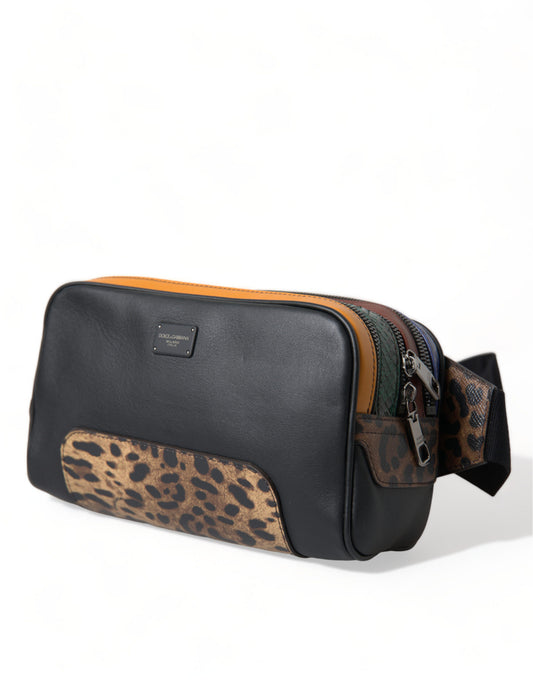 Dolce & Gabbana – Gürteltasche mit Logo aus exotischem Leder in Schwarz
