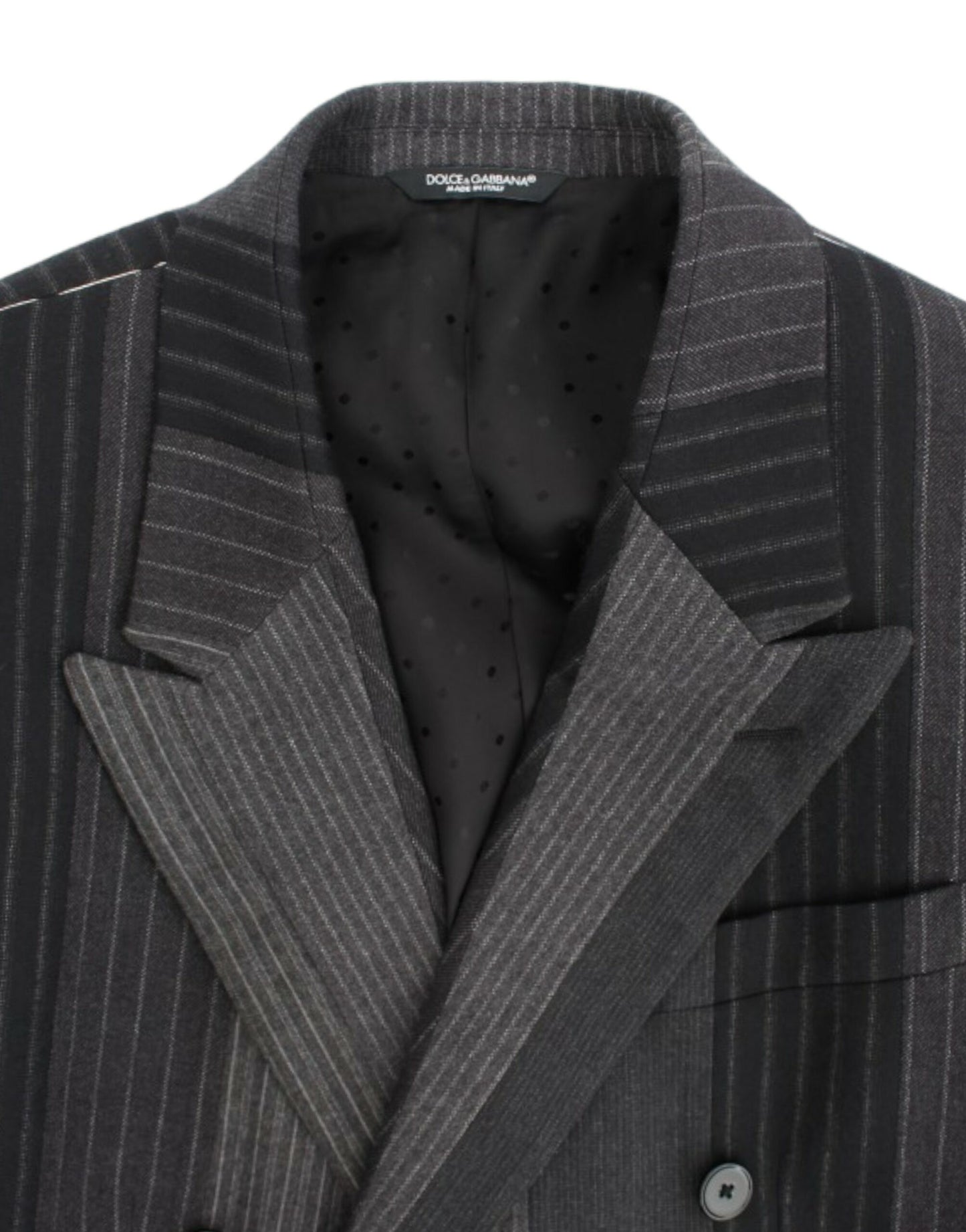 Dolce & Gabbana Grau gestreifter Wollstretch-Blazer