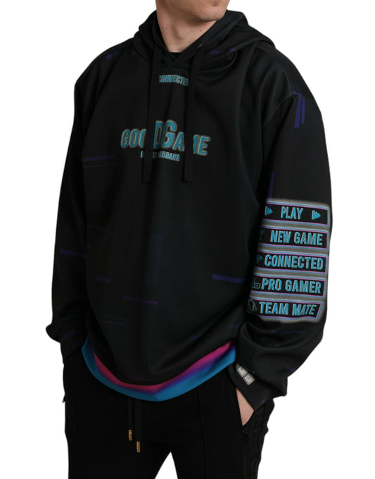 Dolce & Gabbana – Schwarzes Kapuzensweatshirt mit Logo-Print
