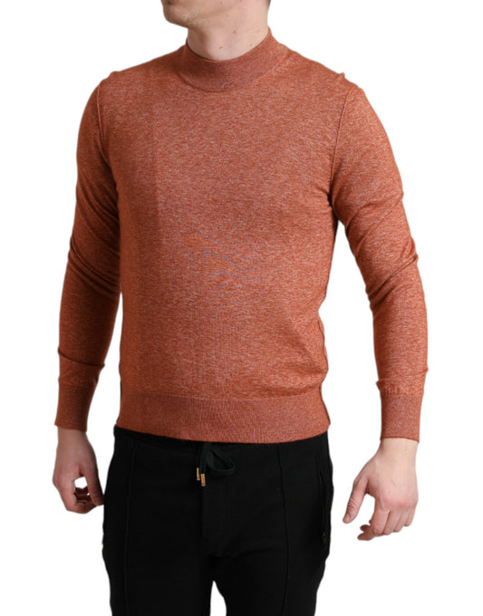 Dolce & Gabbana – Orangefarbener Pullover aus Kaschmir mit Rundhalsausschnitt