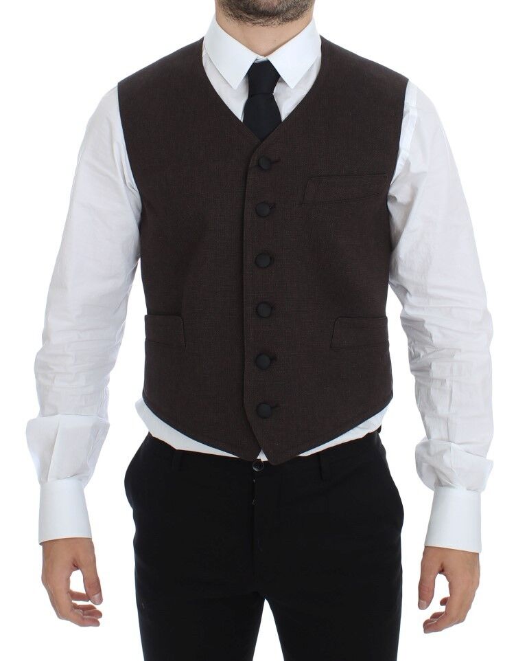 Dolce & Gabbana – Weste aus brauner Baumwollmischung