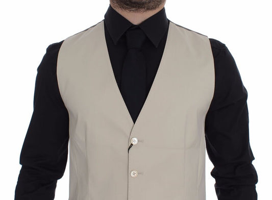 Dolce & Gabbana Beige Baumwoll-Stretch-Westenblazer