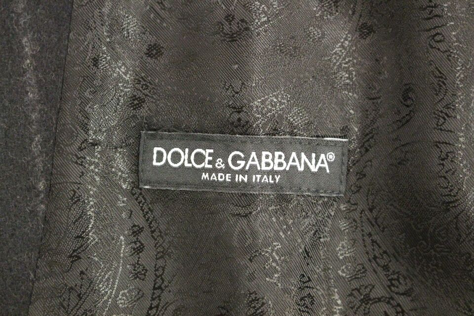Dolce & Gabbana – Schwarze Weste aus gestreifter Wolle mit Logo