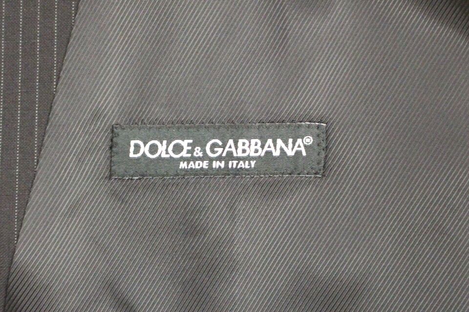 Dolce & Gabbana – Einreihige Weste aus schwarz gestreifter Wolle