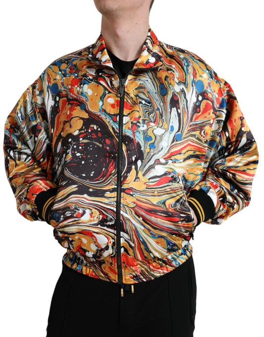 Dolce & Gabbana Mehrfarbige abstrakte Bomberjacke aus Polyester