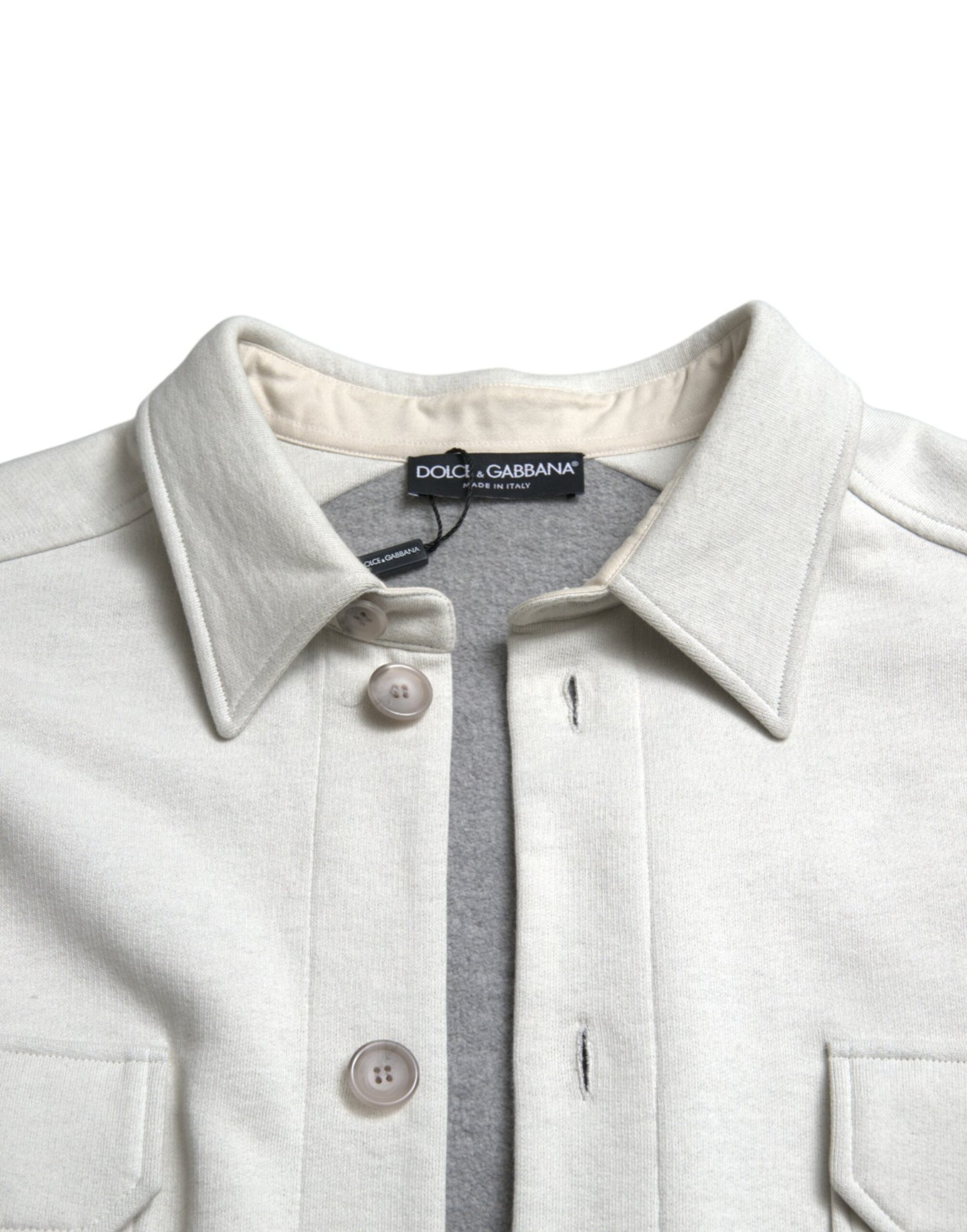 Dolce & Gabbana – Graue Baumwolljacke mit Button-Down-Kragen