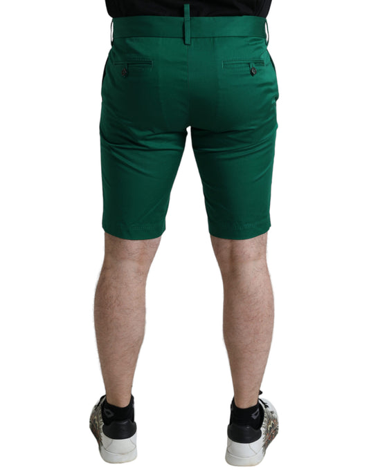 Dolce & Gabbana Dunkelgrüne Herren-Bermudashorts aus Baumwollstretch