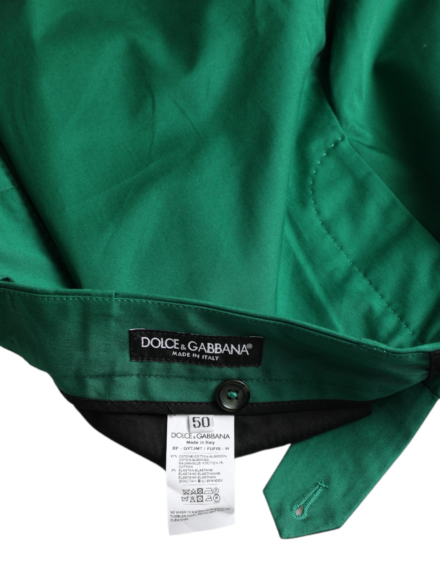 Dolce & Gabbana Dunkelgrüne Herren-Bermudashorts aus Baumwollstretch