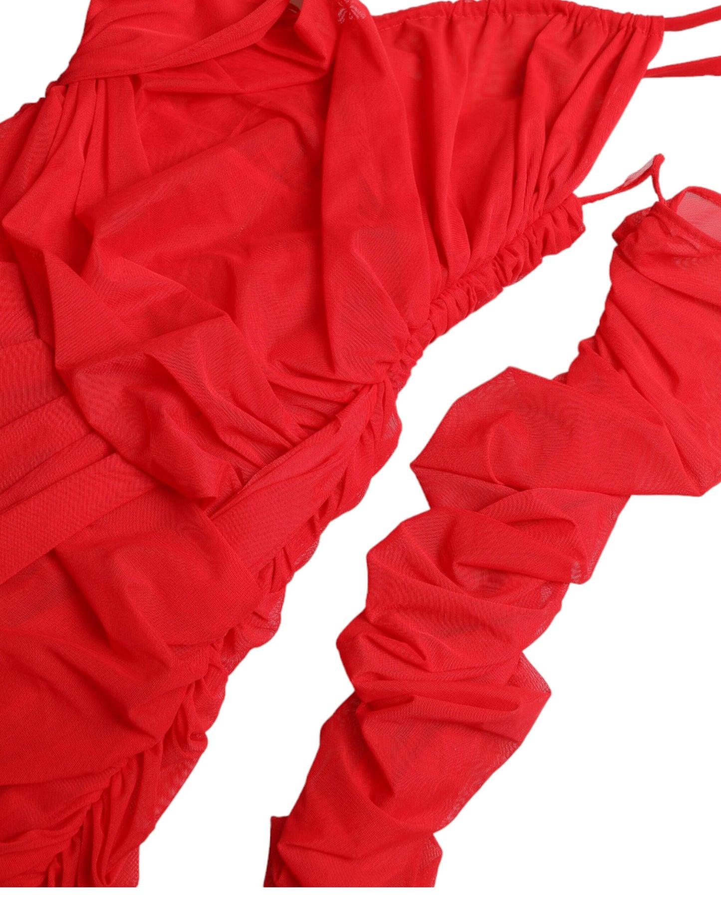 Dolce & Gabbana – Rotes Midikleid aus Stretch-Nylon mit Cut-Outs