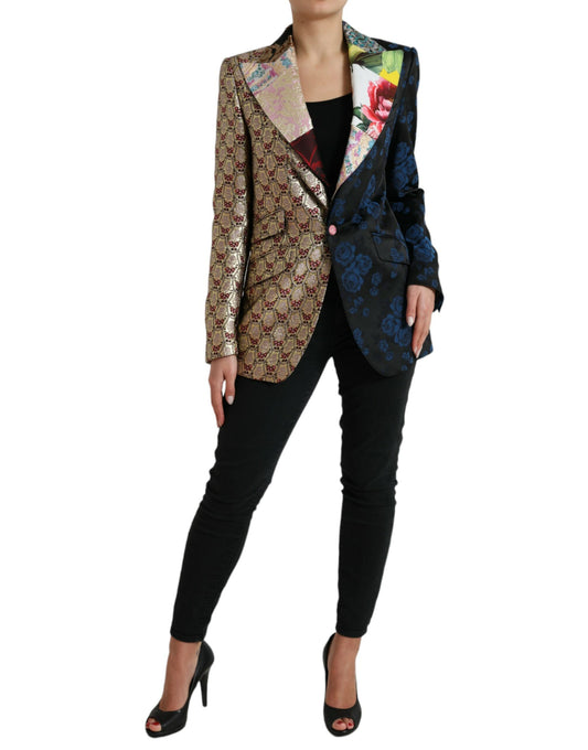 Dolce & Gabbana – Mehrfarbige Jacquardjacke mit floralem Patchwork