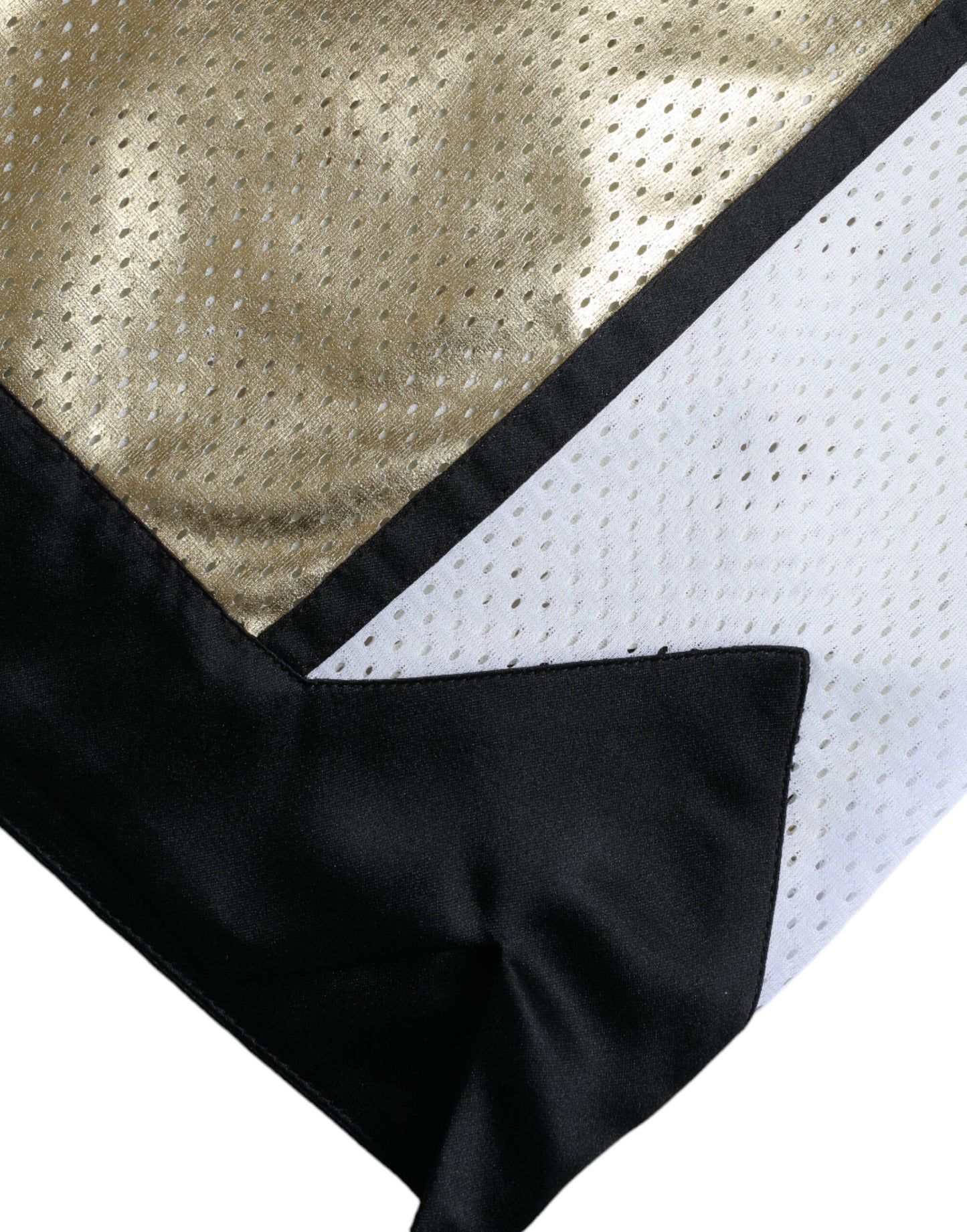 Dolce & Gabbana – Shorts aus perforiertem Polyester mit hoher Taille in Gold