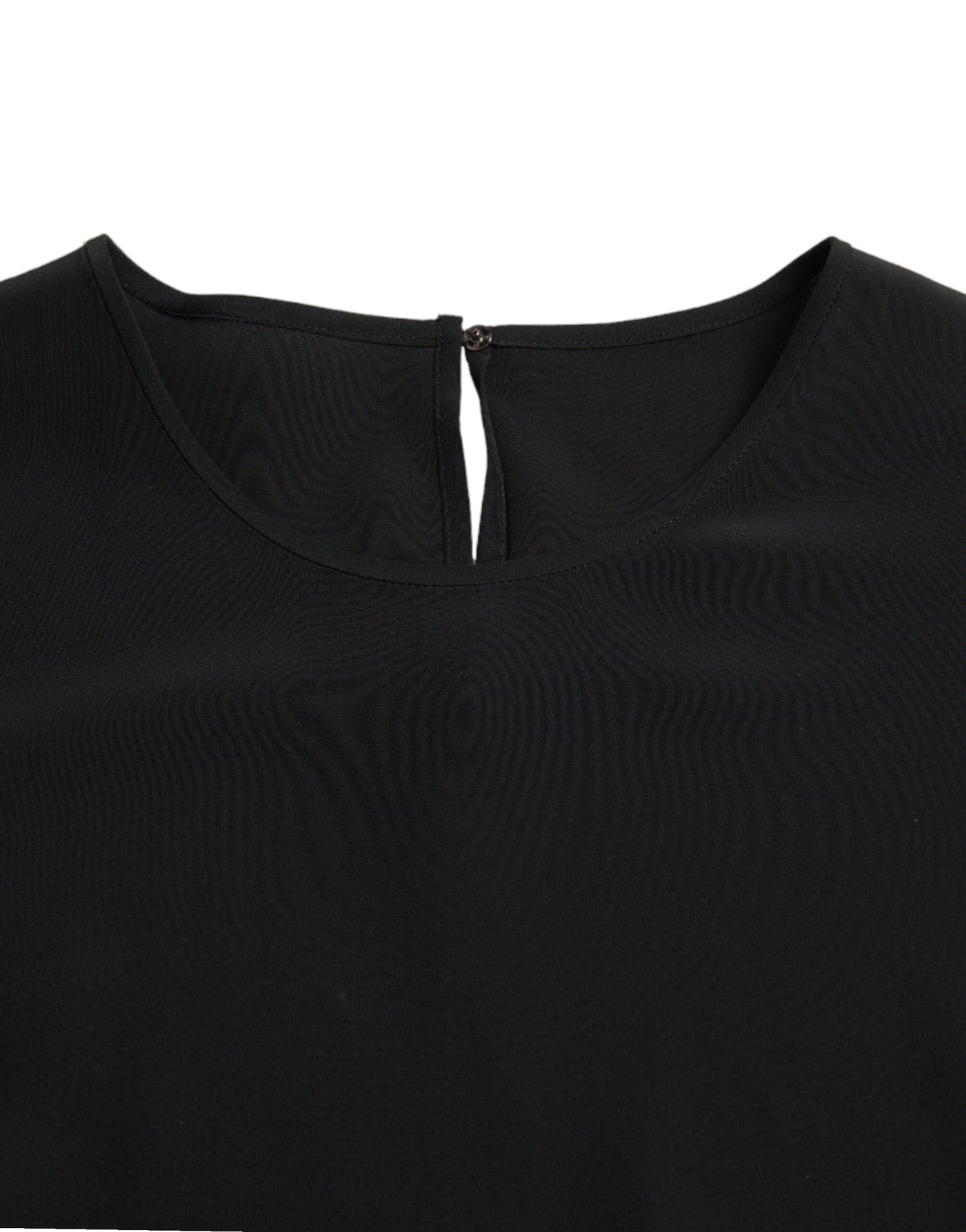 Dolce & Gabbana – Schwarze Bluse aus Seide mit Rundhalsausschnitt und kurzen Ärmeln