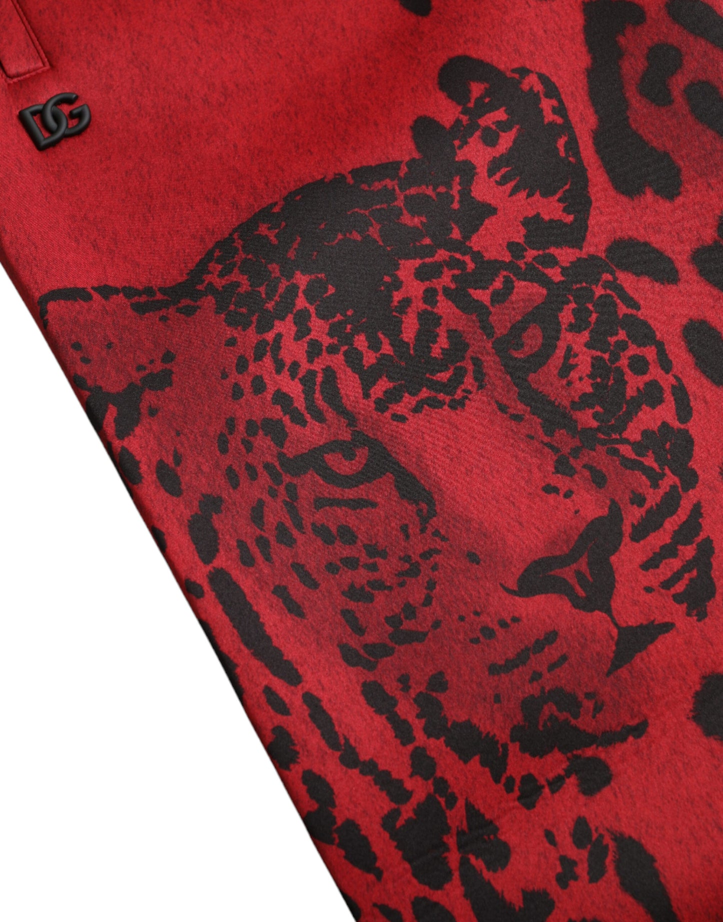 Dolce & Gabbana – Stretch-Jogginghose mit Leopardenmuster in Rot und Schwarz