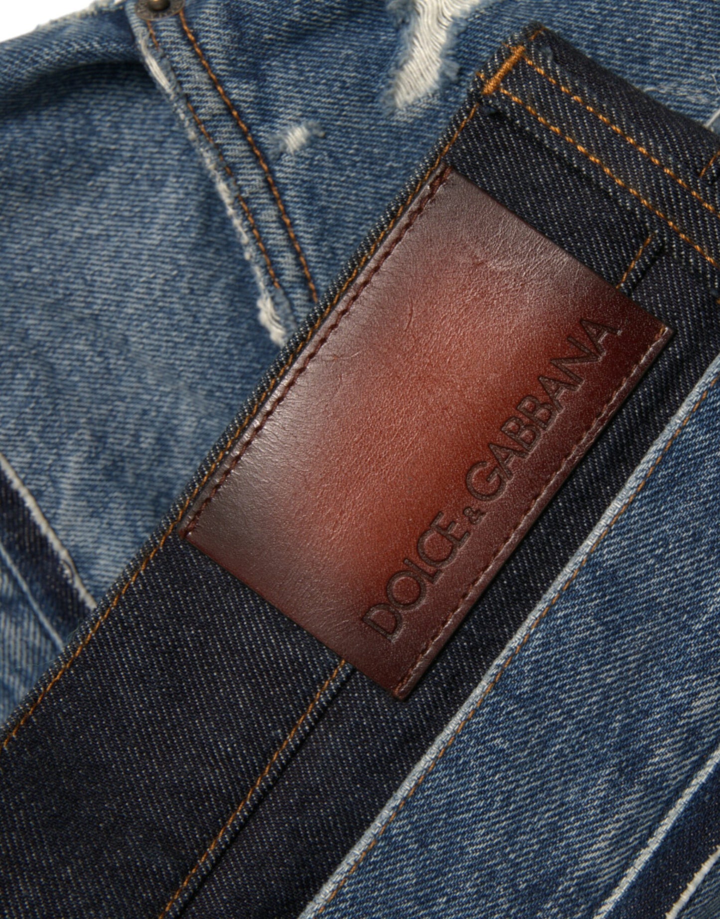 Dolce & Gabbana Blaue zerfetzte Baumwolljeans für Herren