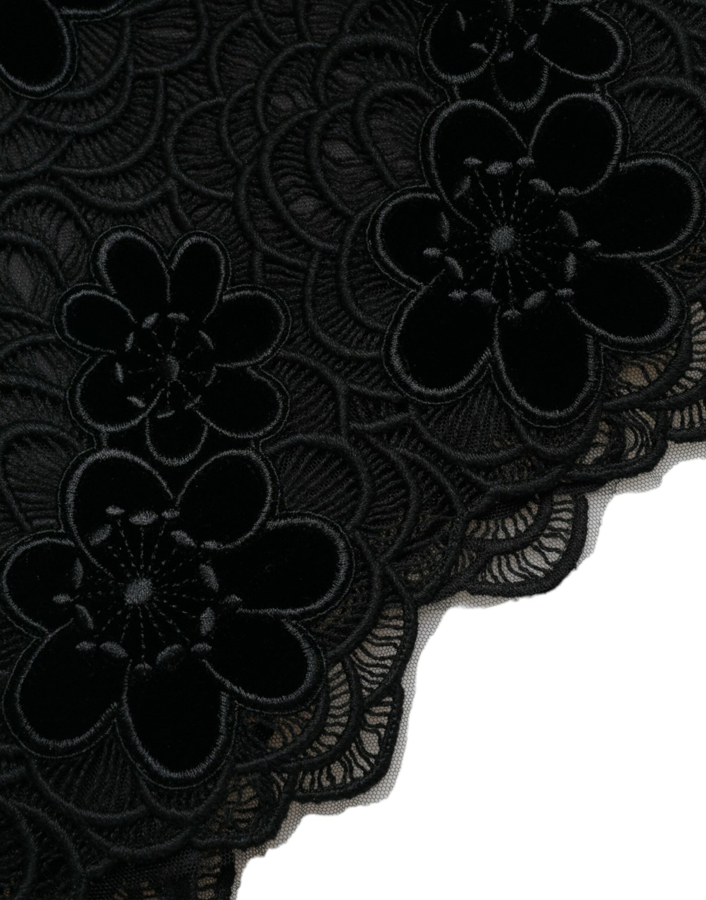 Dolce & Gabbana Schwarzes, figurbetontes Baumwollkleid mit Blumenspitze