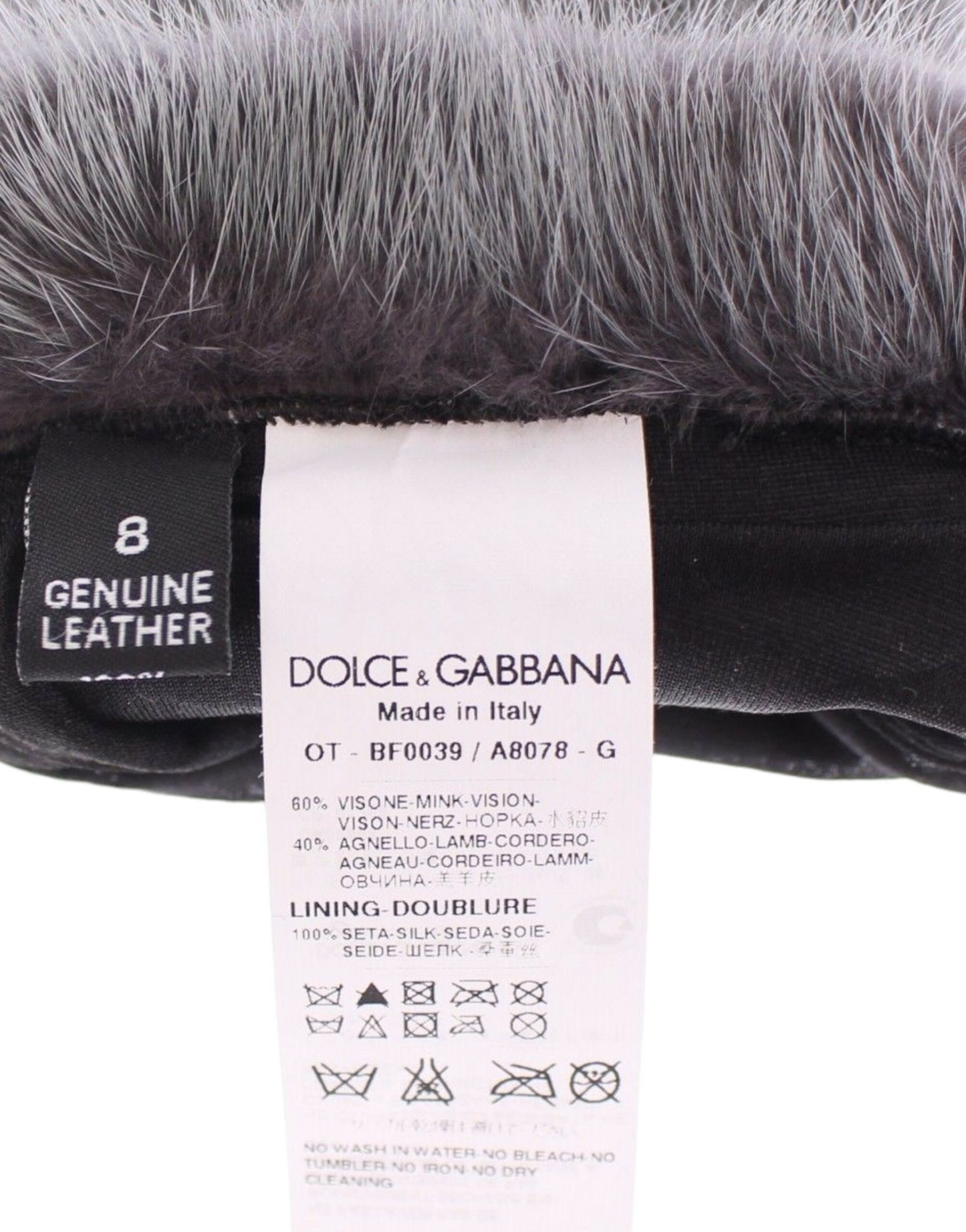 Dolce & Gabbana Graue Handschuhe aus Nerzfell und Lammfell