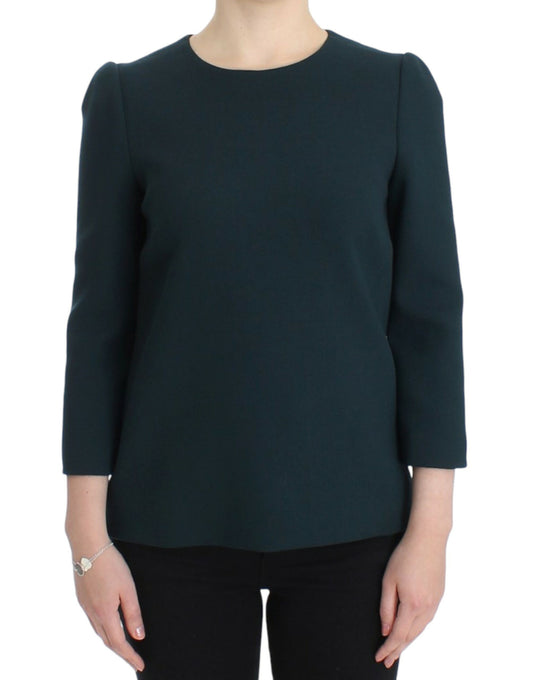 Dolce & Gabbana Grüne Wollbluse mit 3/4-Ärmeln