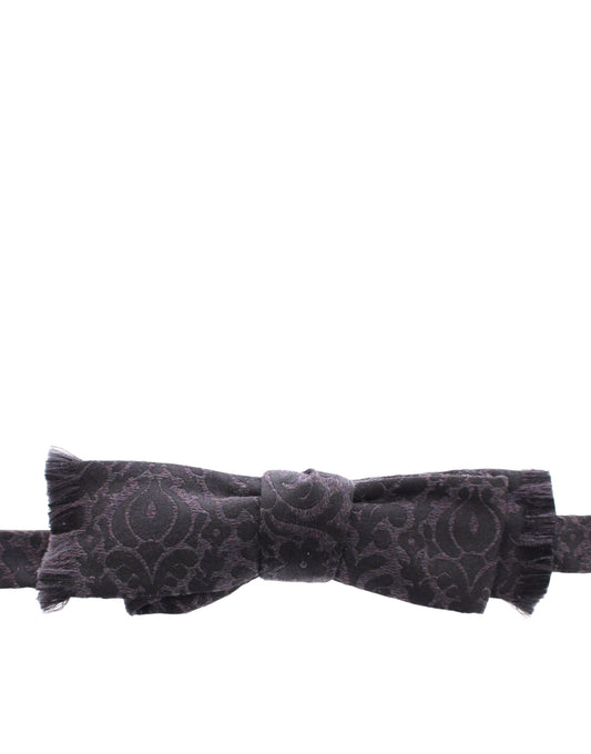 Dolce & Gabbana Grau-schwarze Fliege aus Wolle und Seide