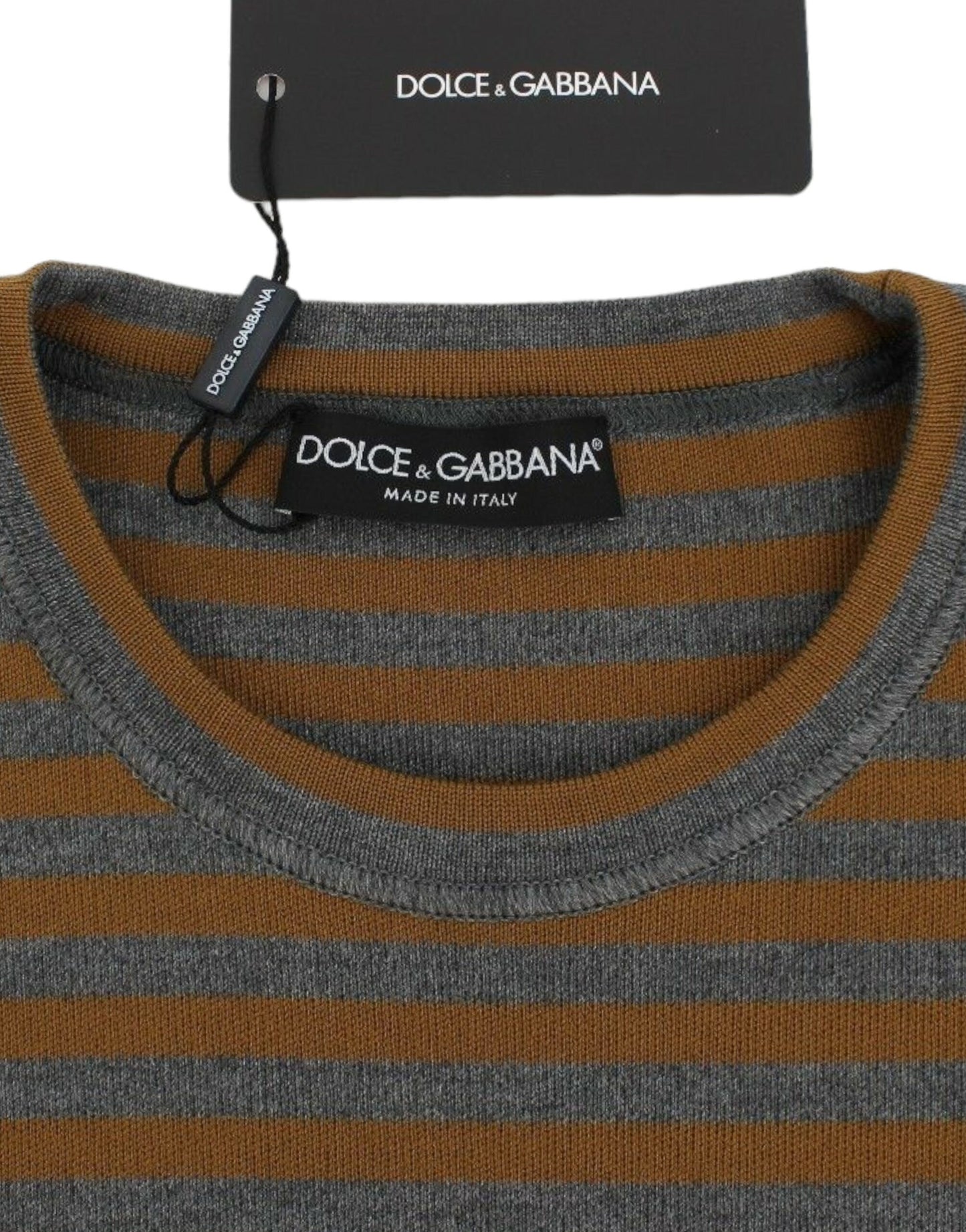 Dolce & Gabbana – Übergroßes Pulloveroberteil mit grau-gelben Streifen