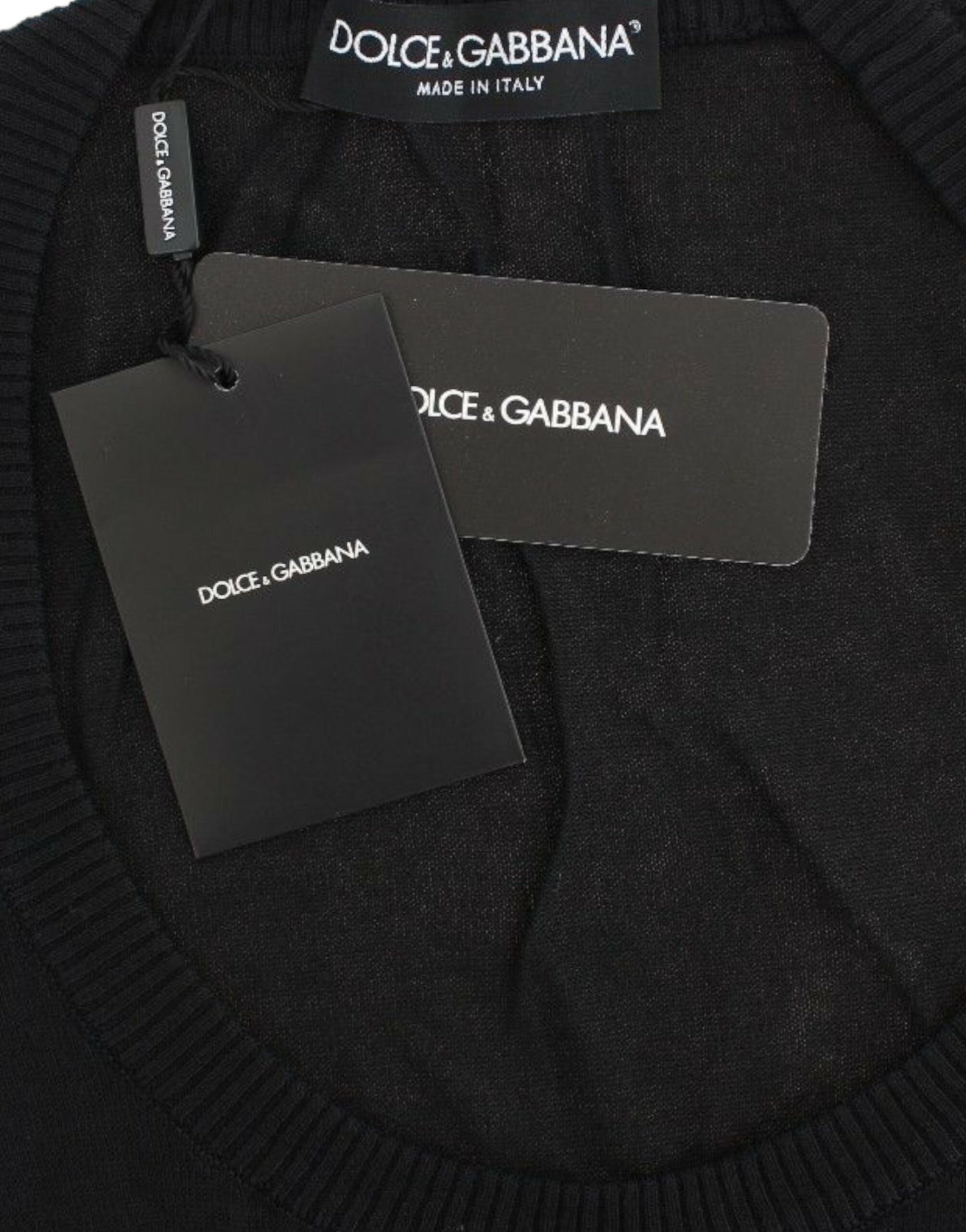 Dolce & Gabbana Schwarzer Kaschmirpullover mit Rundhalsausschnitt
