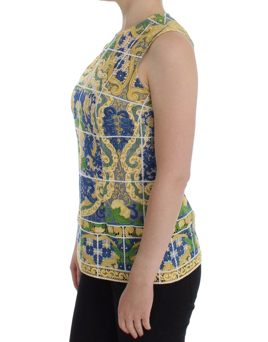 Mehrfarbiger Pullover mit Majolika-Stickerei von Dolce & Gabbana