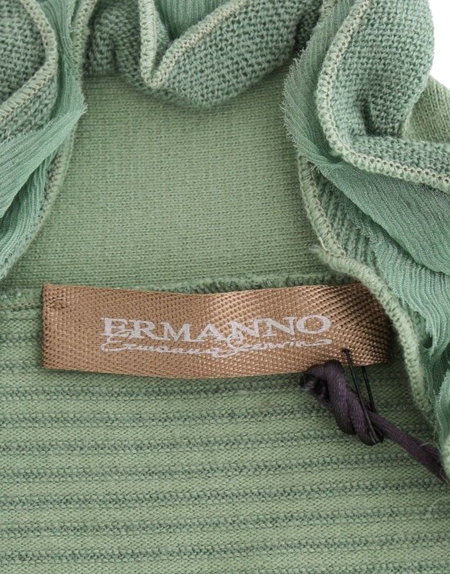 Ermanno Scervino – Grüner, gestreifter Langarmpullover aus Wollmischung